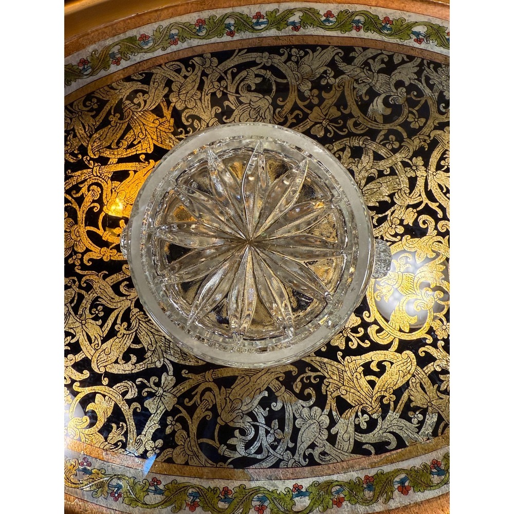 Vintage Pressed Glass "Hobstar‎ & Fan" Ice Bucket – Mid-Century Starburst Vase - Picture 9 of 11